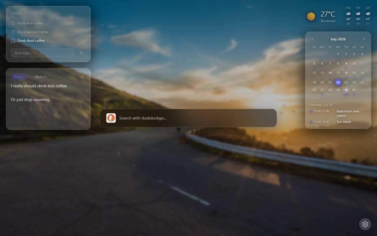 Organisation personnelle des widgets dans Tabrise